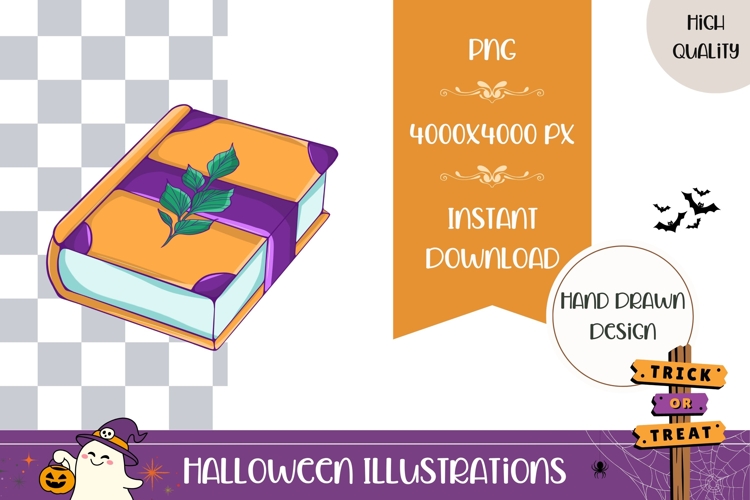 Hand Drawn Halloween Illustration PNG, Magic Book PNG