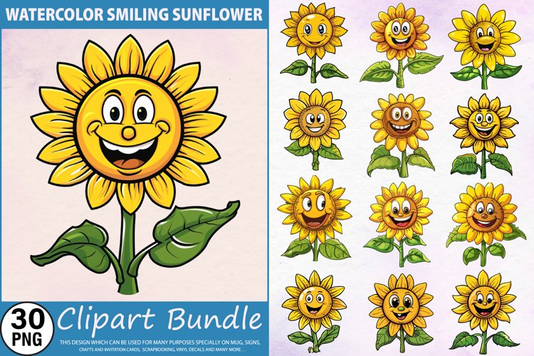 Watercolor Sunflower Clipart Image 15