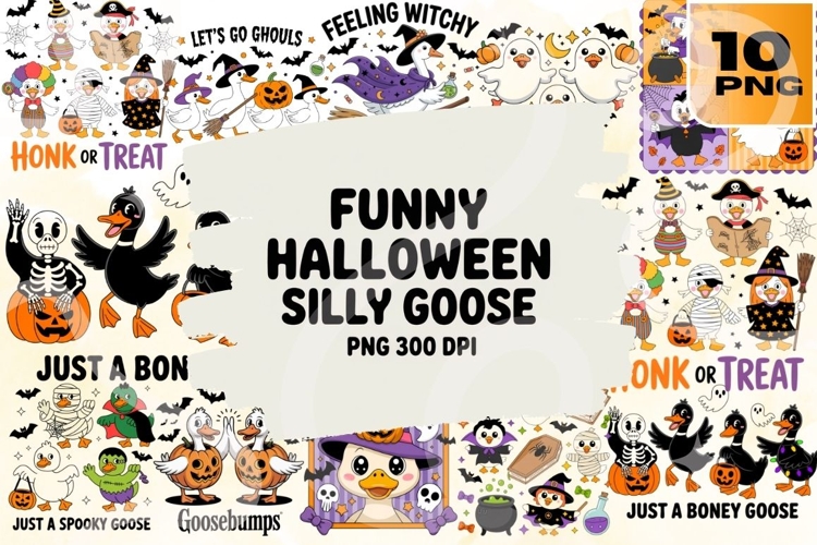 Funny Halloween Silly Goose PNG Bundle 10 example image 1