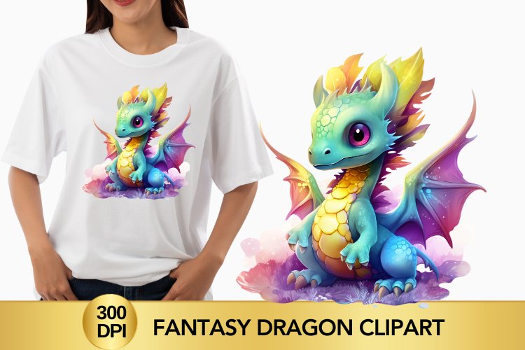Watercolour Fantasy Dragon Clipart