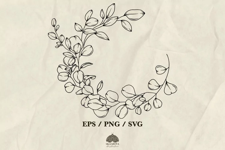 Floral vintage wreath of greenery SVG PNG EPS