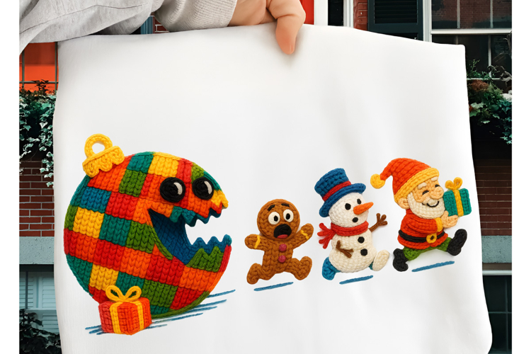 Yarn Crochet Funny Christmas Ghosts PNG, Funny Christmas PNG