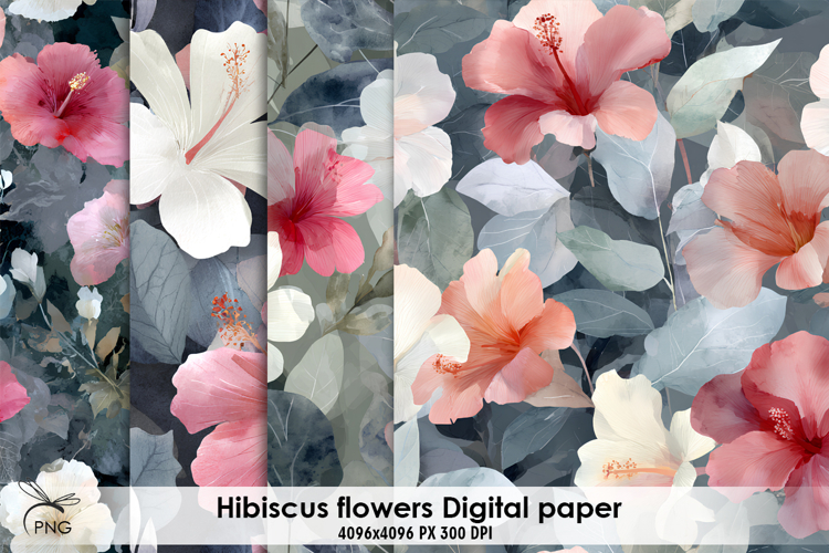 Hibiscus flowers digital paper