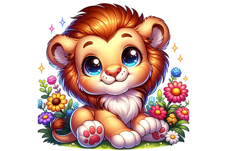 Cute Lion Clipart - PNG File