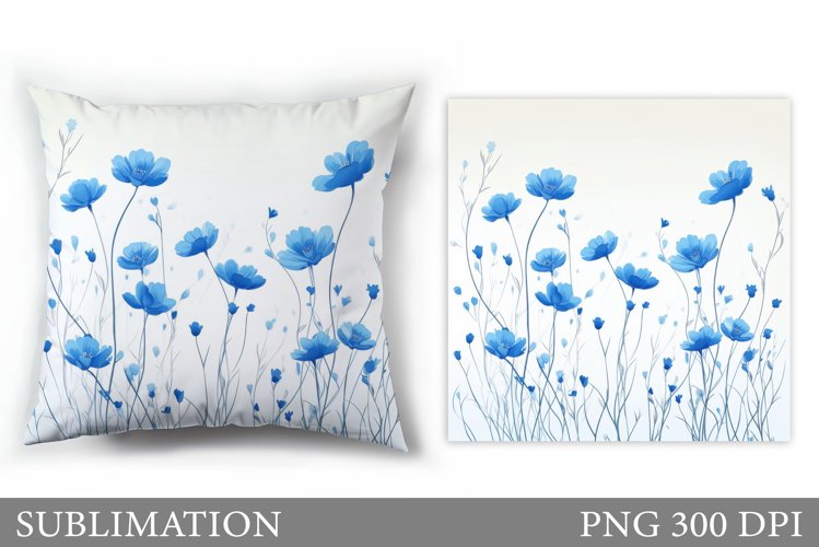 Floral Sublimation. Wildflowers Pillow Sublimation example image 1