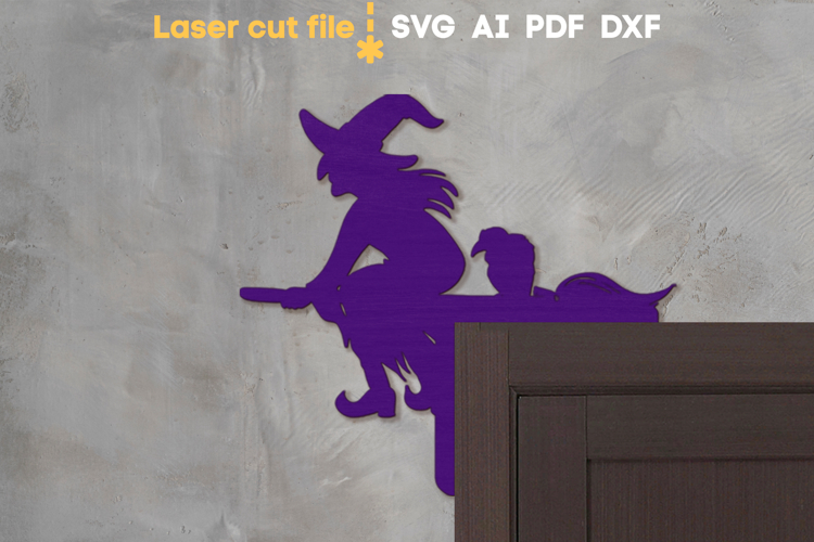 Witch Halloween Door Corner SVG laser cut file for Glowforge