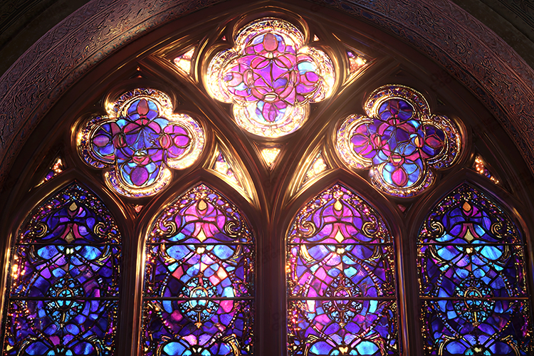 Glowing Stained Glass Cathedral Window Artwork