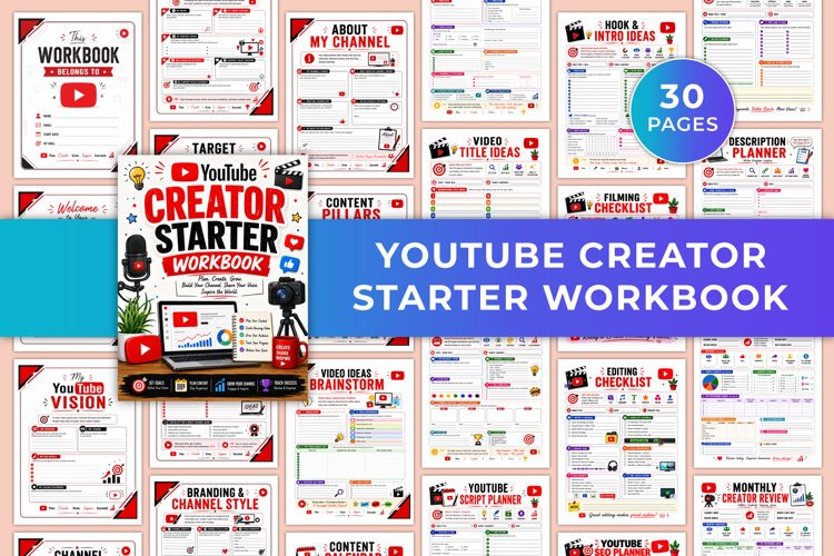 YouTube Creator Starter Workbook Kdp interiors example image 1