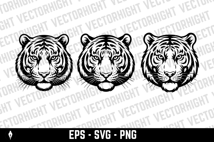 tiger head illustration isolated on white background.