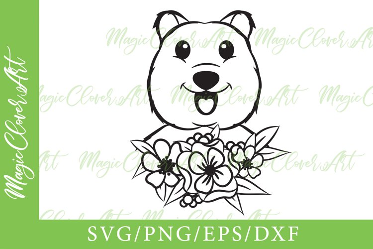 Quokka svg. Quokka with flowers svg. animals svg, flowers