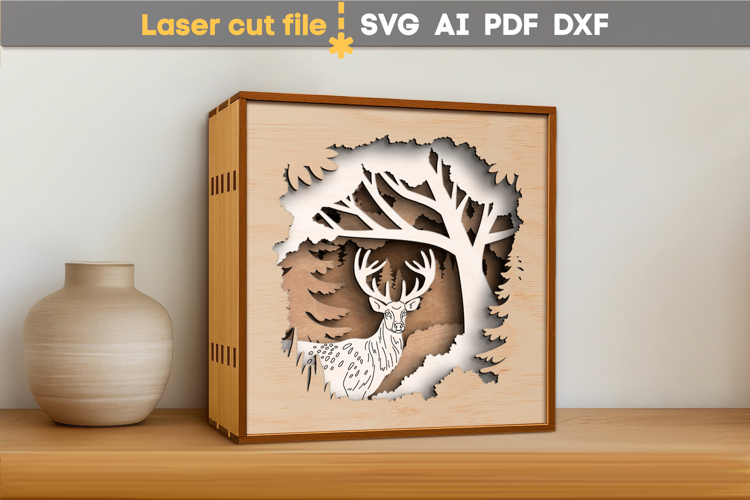 Deer Nursery Night Light SVG laser cut file for Glowforge