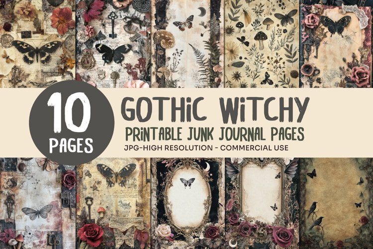 Butterfly Gothic Junk Journal Pages example image 1