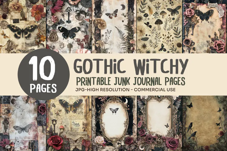 Butterfly Gothic Junk Journal Pages