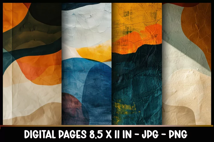 4 Abstract Digital Papers I Junk Journal 8.5x11