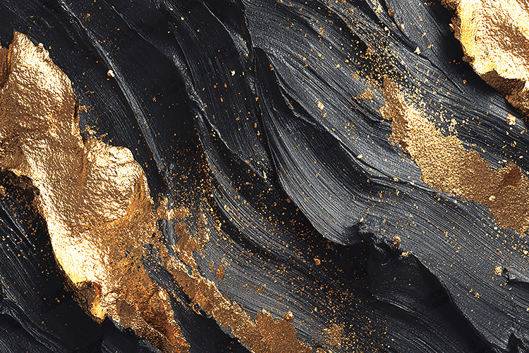 Abstract Black Gold Paint Texture Background Luxury Brushstr