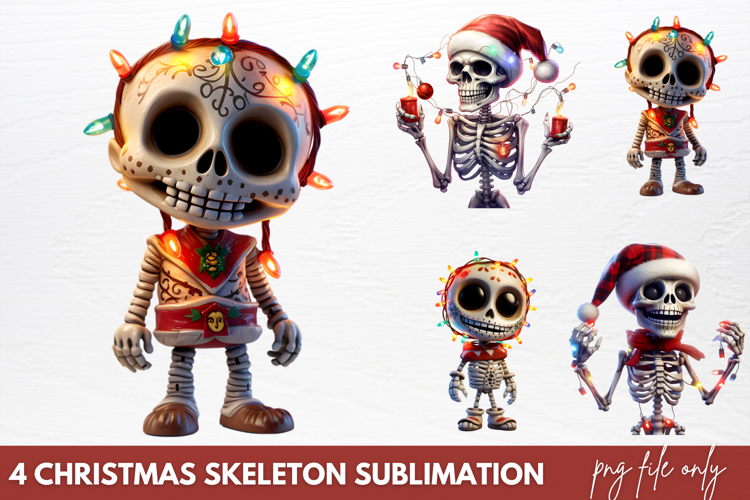 Christmas Skeleton Sublimation PNG