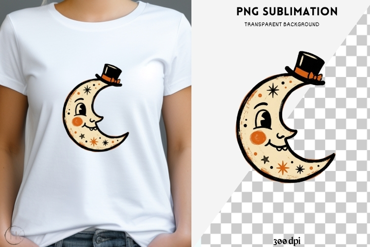 Vintage folk-art halloween png design for T-shirts