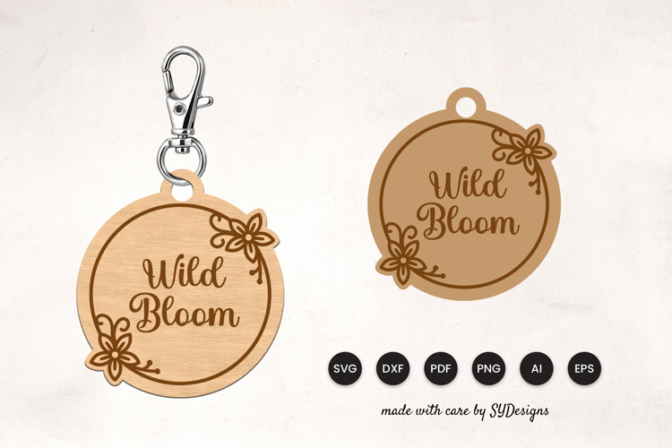 Floral Keychain Laser Cut SVG example image 1