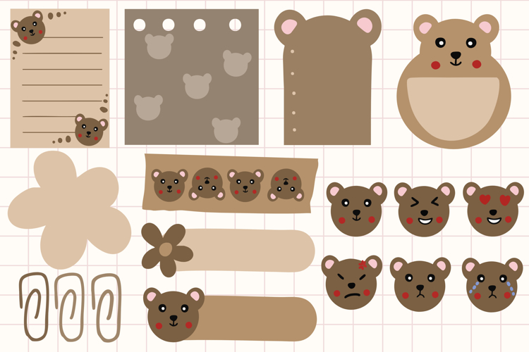 Cute Bear Journaling Notes Set