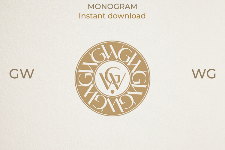 WG GW Wedding Monogram Logo | Elegant Initials Vector