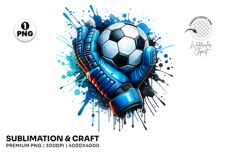 Soccer Goalkeeper Gloves Splash PNG Sublimation Design