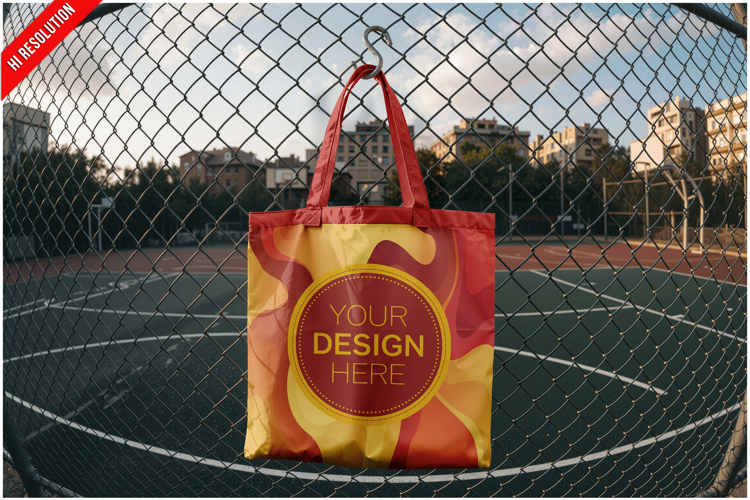 Tote Bag Hanging On Chain-link Fence