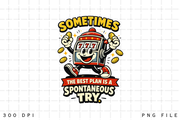 Lucky Slot Machine Spontaneous Try Cartoon Design
