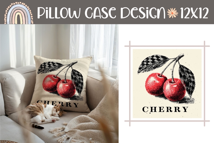 Cherry Pillow Case, Berries Pillow Template, Cherry PNG