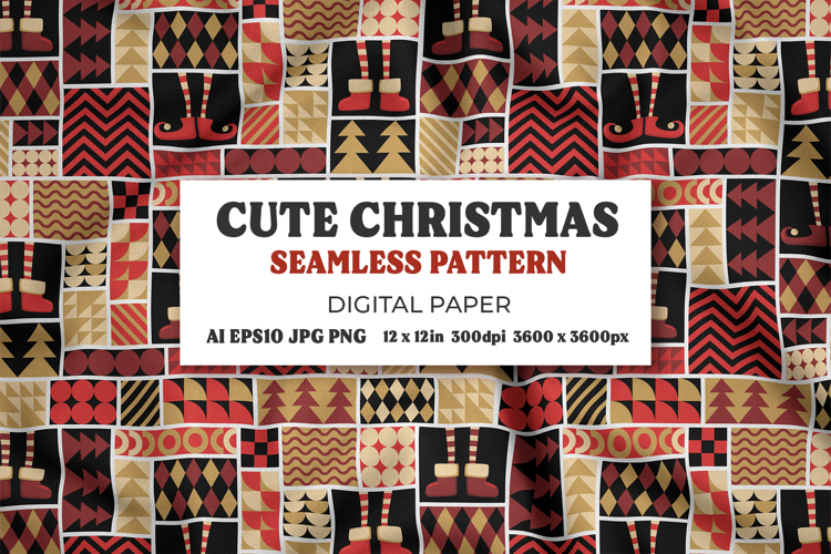 Cute Christmas Digital Paper Geometric Pattern Background