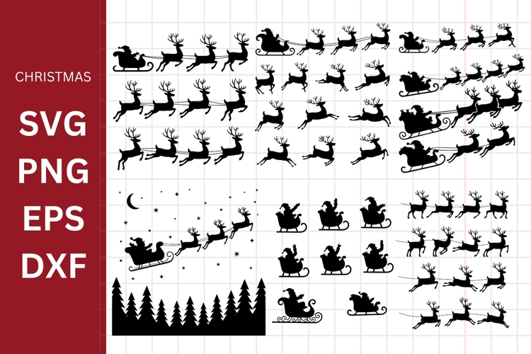 Christmas Silhouette Bundle, Reindeer and Santa Silhouette