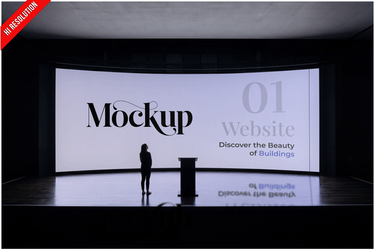 Auditorium Screen With Standing Woma