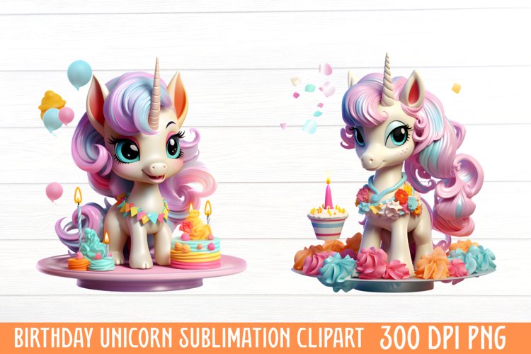 Birthday Unicorn Sublimation Clipart