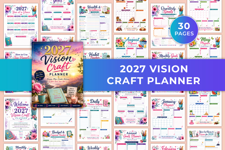 2027 Vision Craft Planner | Goal Setting, Monthly Plannin