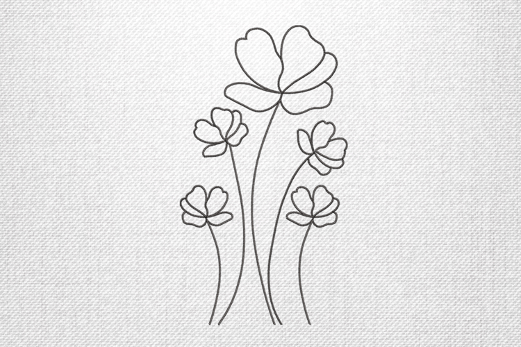 Minimal Line Art Flower Embroidery Design