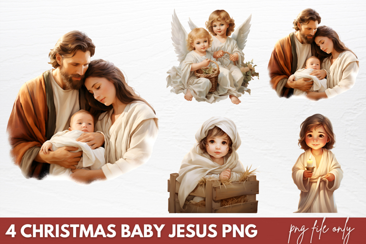 Christmas Baby Jesus Watercolor Clipart PNG