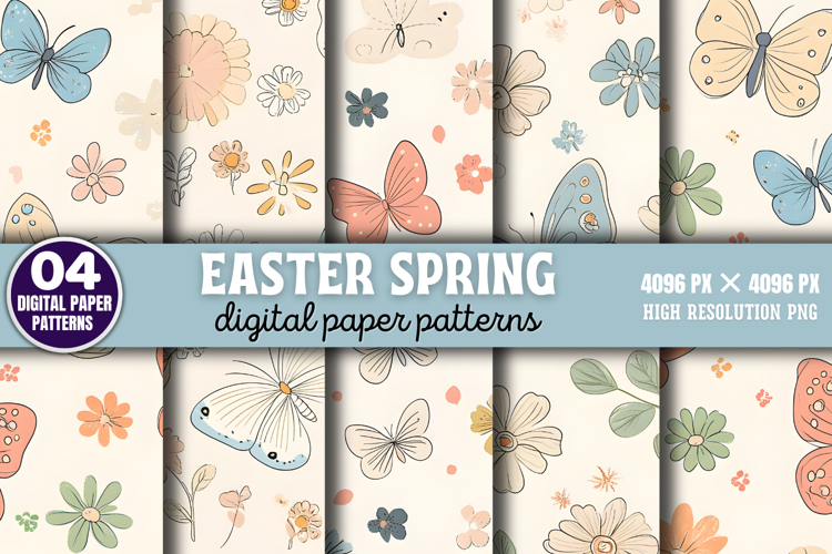 Easter Spring Digital Paper Background PNG example image 1