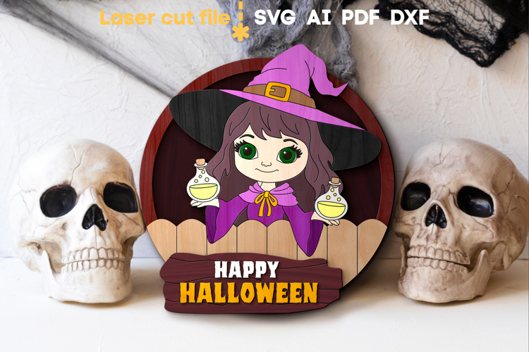 Halloween Witch SVG laser cut files for Glowforge