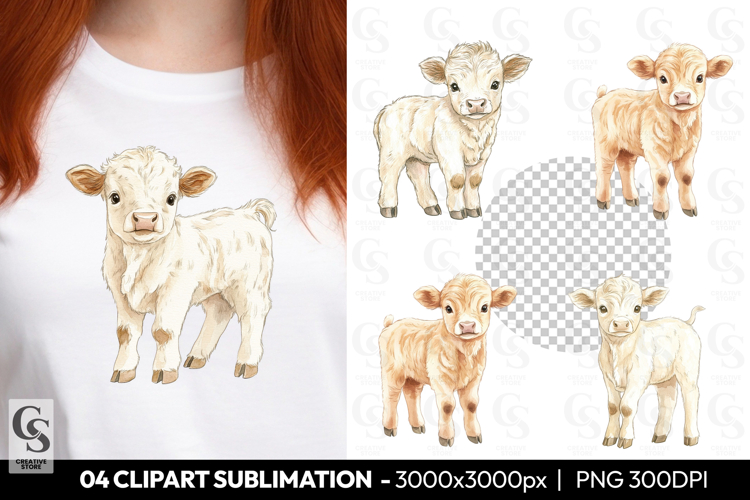 Cute Baby Calf Clipart Sublimation PNG