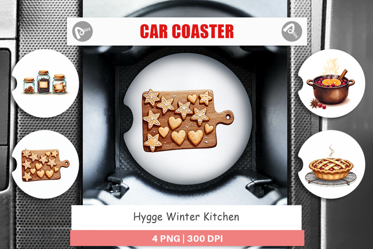 Hygge Winter Kitchen Car Coaster