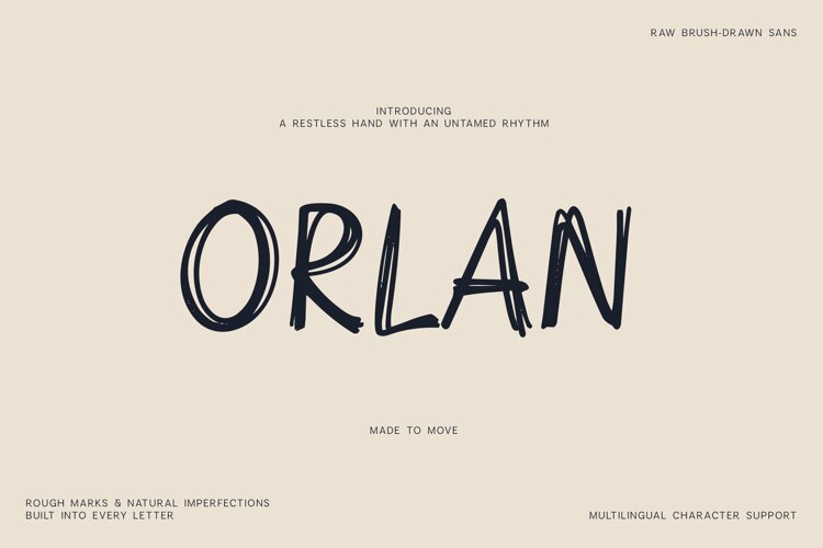 Orlan Raw Brush Drawn Sans Font example image 1