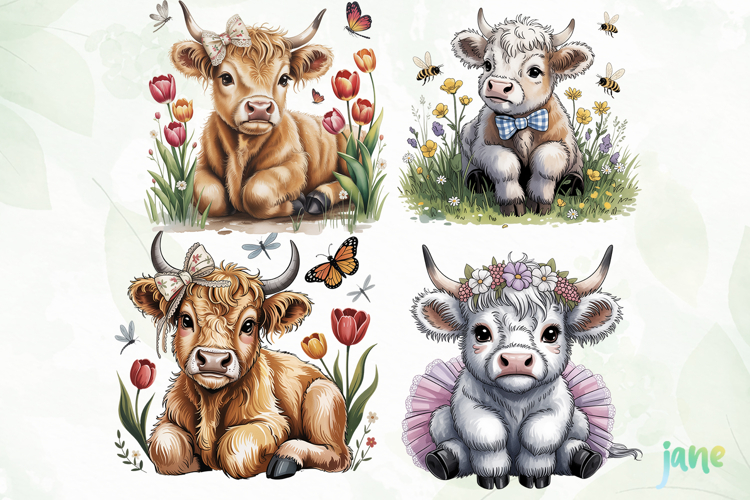 Cute Highland Cow Png Sublimation