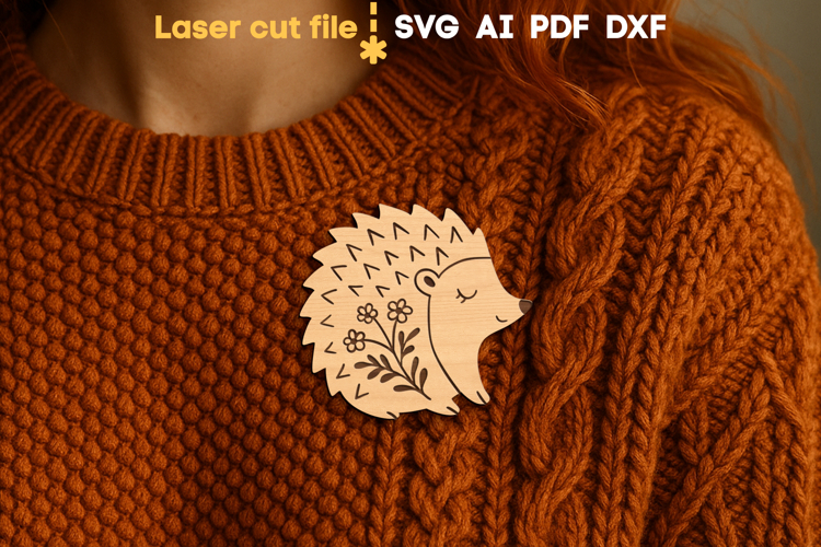 Hedgehog Christmas Pin SVG laser cut files for Glowforge