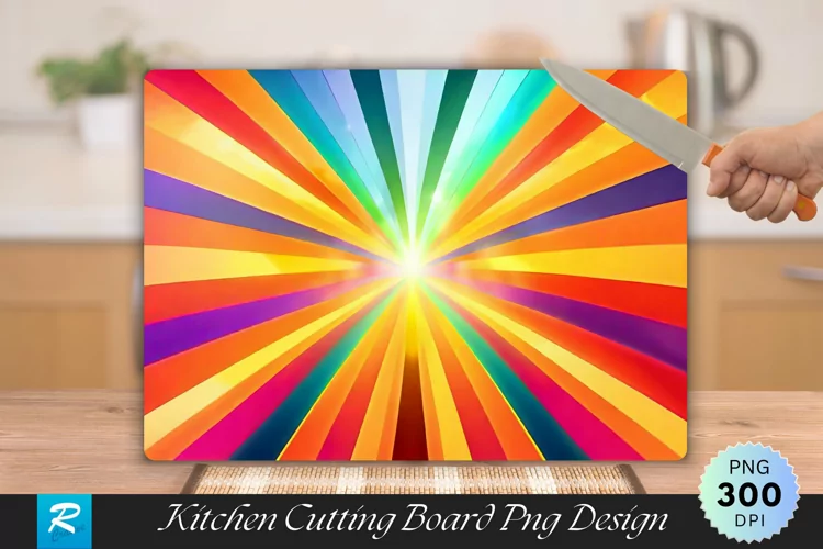 Multicolor Starburst Cutting Board Sublimation Design