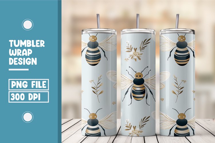 Bee And Flower Tumbler Wrap Design