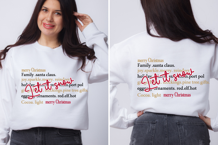 Let It Snow Words SVG, Merry Christmas SVG, Christmas Sweate