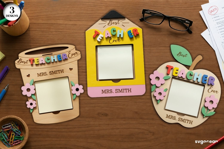 Sticky Note Pad Holder SVG Bundle | Glowforge | Gift