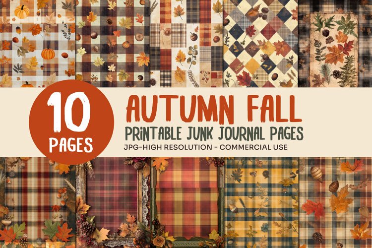 Autumn Plaid Junk Journal Pages example image 1