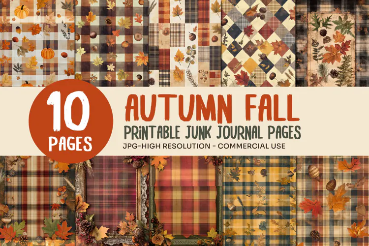 Autumn Plaid Junk Journal Pages