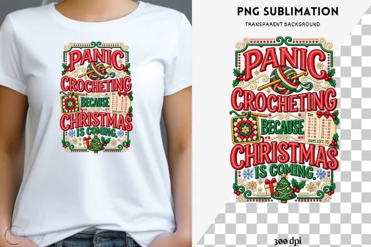 Christmas crochet png design for T-shirts