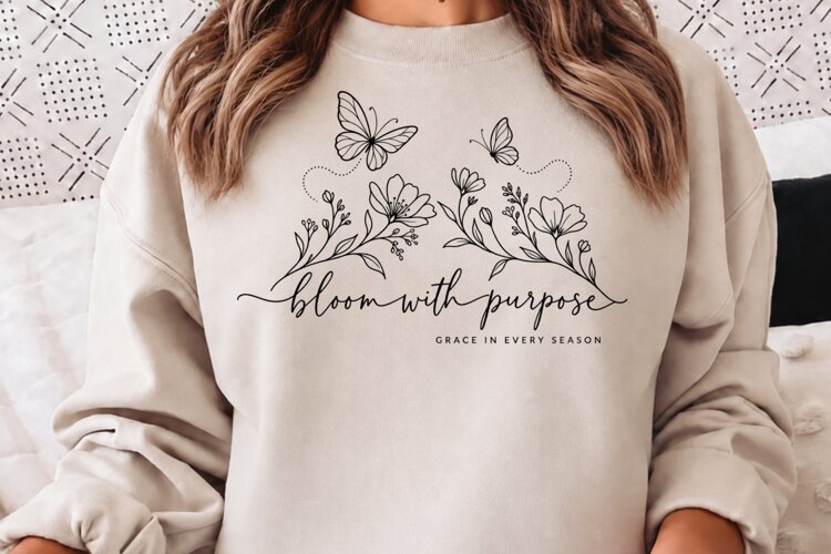 Rooted in Grace Floral Christian PNG, Faith Hope Bloom Chris example image 1